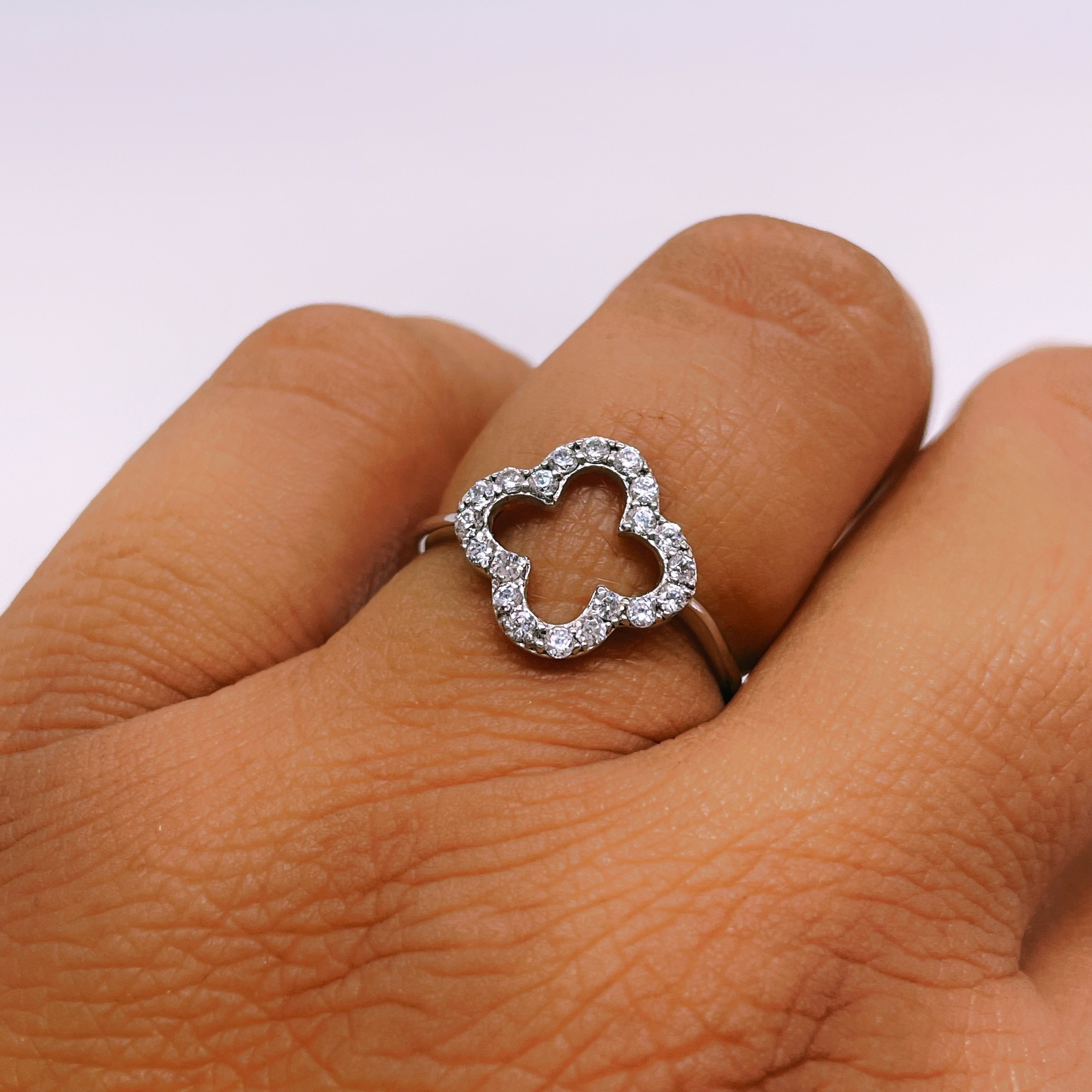 Inel "Clover" Din Argint 925 Rodiat Cu Diamante CZ Albe Inel Lasardo Gioielli