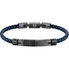 Bratara barbateasca Morellato din piele naturala bleumarin si otel inoxidabil cu accente negre Bratara Lasardo Gioielli