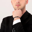 Bratara barbateasca Morellato din piele naturala bleumarin si otel inoxidabil cu accente negre Bratara Lasardo Gioielli