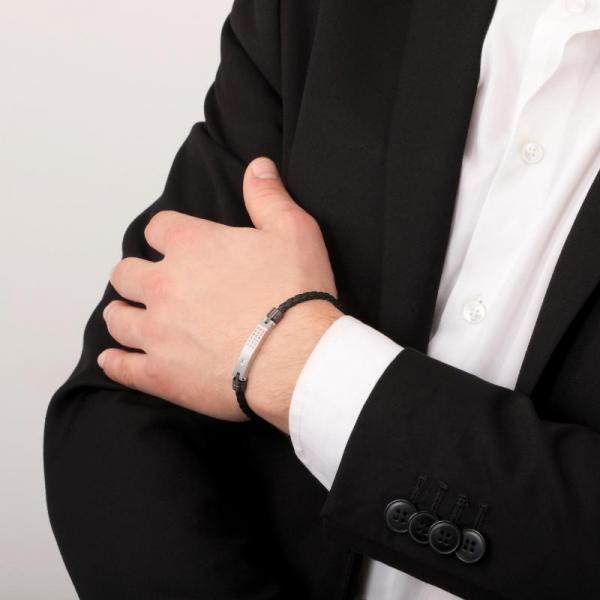 Bratara barbateasca Morellato din piele naturala si otel inoxidabil cu accente rose gold Bratara Lasardo Gioielli