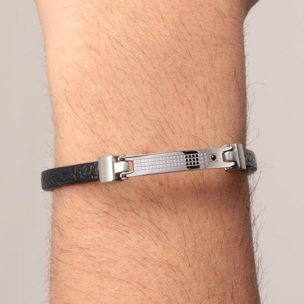 Bratara barbateasca Morellato din piele naturala si otel inoxidabil Bratara Lasardo Gioielli