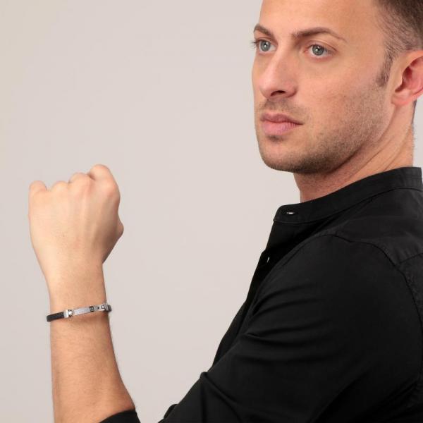 Bratara barbateasca Morellato din piele naturala si otel inoxidabil Bratara Lasardo Gioielli