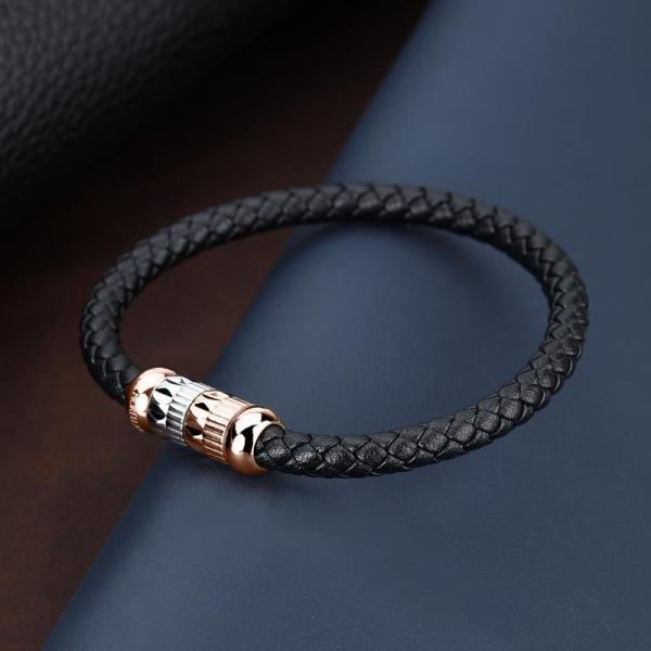 Bratara barbateasca Morellato din piele naturala, otel inoxidabil cu accente rose gold Bratara Lasardo Gioielli