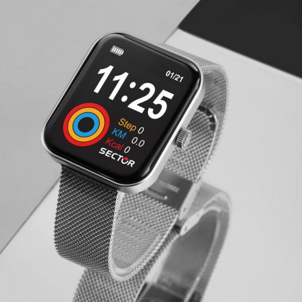 ceas smart sector curea mesh argintie