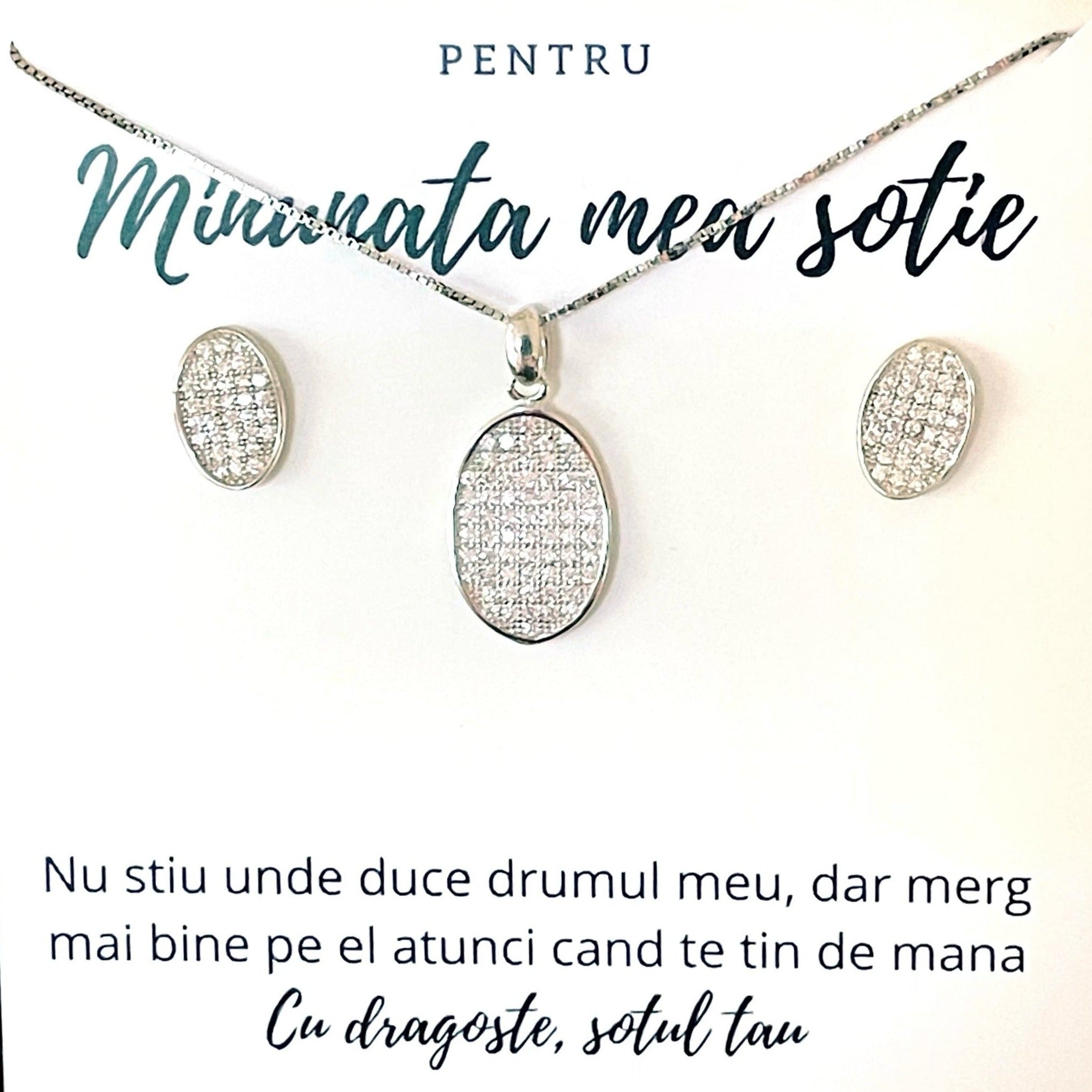 set argint cercei si colier