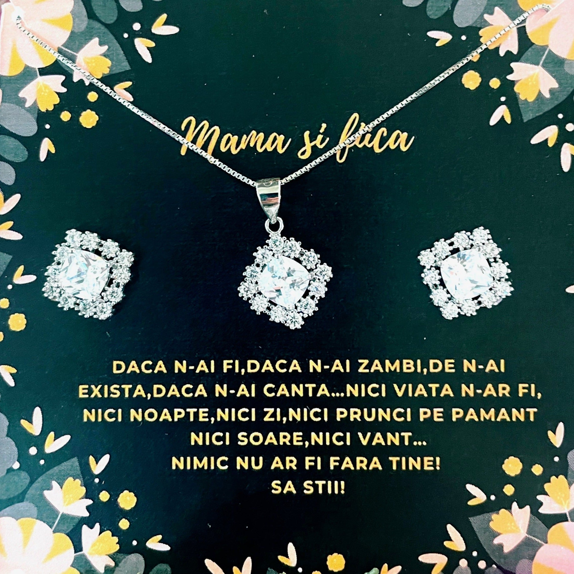 set argint cercei si colier