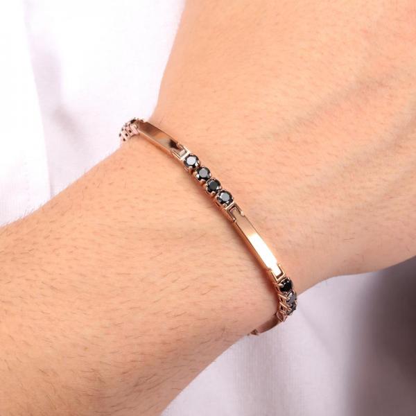 Bratara barbateasca tennis Morellato rose gold cu negru Bratara Lasardo Gioielli
