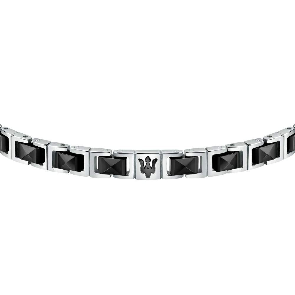 Accesoriu de lux Maserati pentru bărbați, brățară JM420ATI07 cu elemente din ceramică neagră și oțel