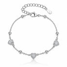 Bratara dama din argint 925 rodiat cu inimi si diamante CZ albe claritate AAAAA montate micropave