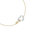 detaliu charm infinit auriu batut in diamante cz isi inima argintie cu un diamant cz alb