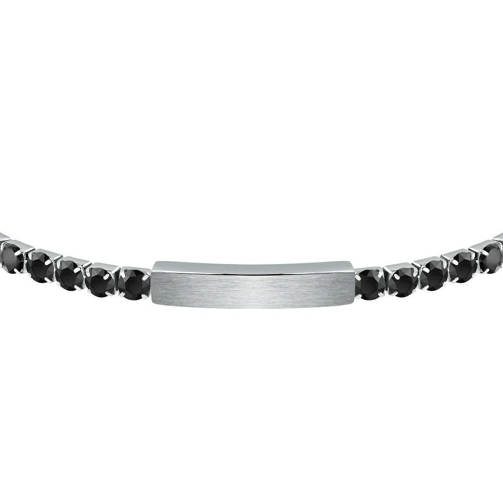 Bratara Tennis Barbateasca Sector cu Placuta si Diamante CZ Negre Bratara Lasardo Gioielli