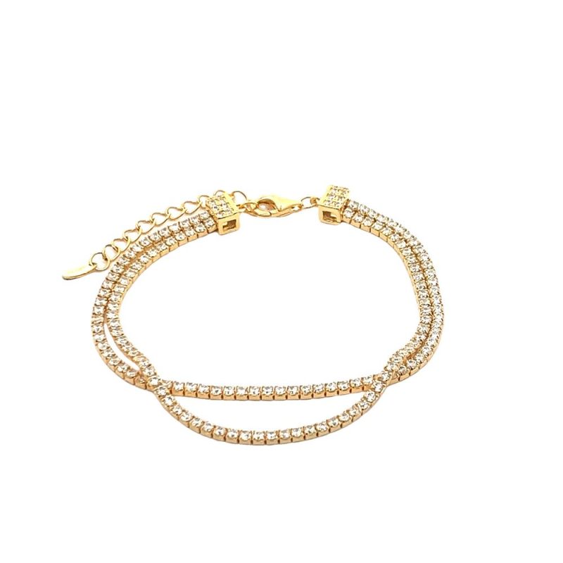 bratara tennis dubla din argint 925 rodiat cu diamante cz albe 