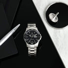 Ceas Barbatesc Maserati Competizione Automatic Curea Metalica Argintie si Cadran Negru Ceas Lasardo Gioielli