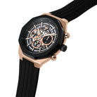 Ceas Barbatesc Maserati Stile Cronograph Curea Silicon Neagra si Elemente Rose Gold Ceas Lasardo Gioielli