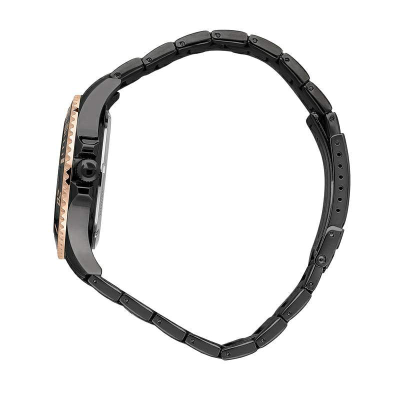 Ceas Barbatesc Sector 230 Curea Metalica Neagra si Cadran Negru cu Elemente Rose Gold Ceas Lasardo Gioielli