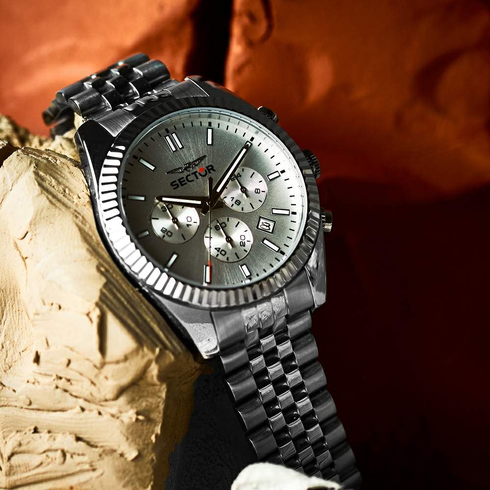 Ceas Barbatesc Sector 240 Chronograph Curea Metalica Argintie Cadran Argintiu Ceas Lasardo Gioielli