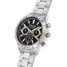 Ceas Barbatesc Sector 270 Dual Time Curea Metalica Argintie Cadran Negru si Elemente Galbene Ceas Lasardo Gioielli