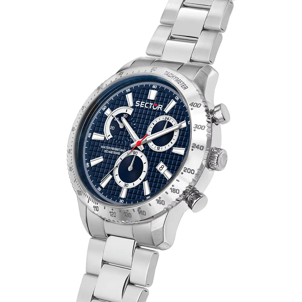 Ceas Barbati Sector 270 Curea Argintie si Cadran Albastru Ceas Lasardo Gioielli