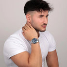 Ceas Barbati Sector 270 Curea Argintie si Cadran Albastru Ceas Lasardo Gioielli