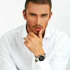 Ceas Barbati Sector 660 Cronograf Curea Metalica Argintie si Cadran Negru Ceas Lasardo Gioielli