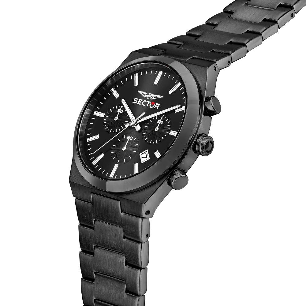 Ceas Barbati Sector C300 Chronograph Curea Metalica Neagra si Cadran Negru Ceas Lasardo Gioielli