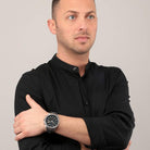 Ceas Barbati Sector 550 Multifunction Bratara Metalica si Cadran Negru Lasardo Gioielli