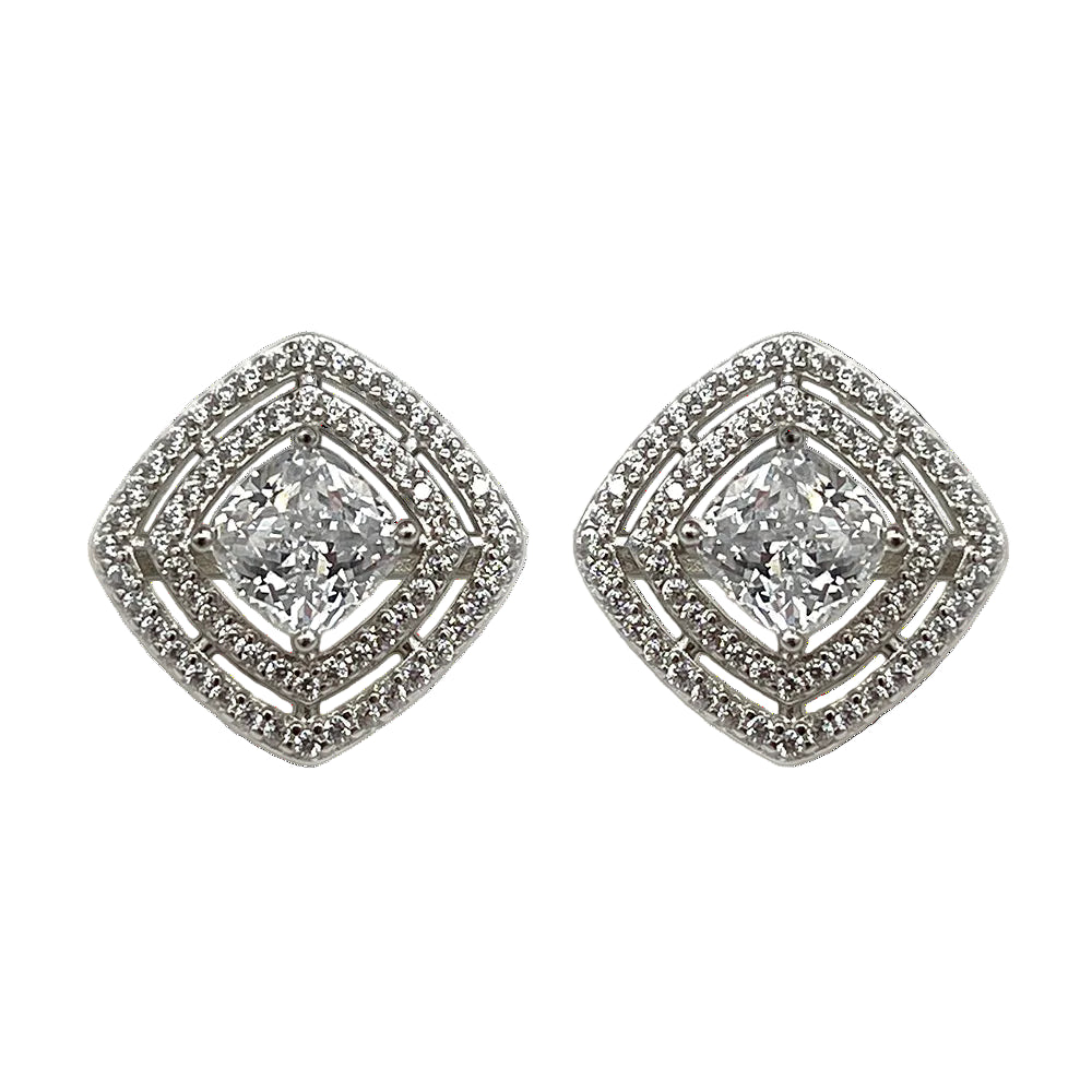 cercei din argint 925 rodiat cu diamante cz albe