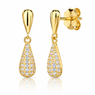 Cercei dama din argint 925 rodiat auriu cu diamante CZ albe claritate AAAAA montate micropave
