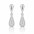 Cercei dama din argint 925 rodiat cu diamante CZ albe claritate AAAAA montate micropave, 17.4 mm vedere frontala