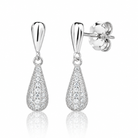 Cercei dama din argint 925 rodiat cu diamante CZ albe claritate AAAAA montate micropave, 17.4 mm