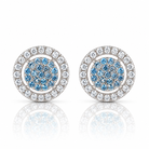 Cercei dama din argint 925 rodiat cu Diamante CZ albe claritate AAAAA si Topaz albastru