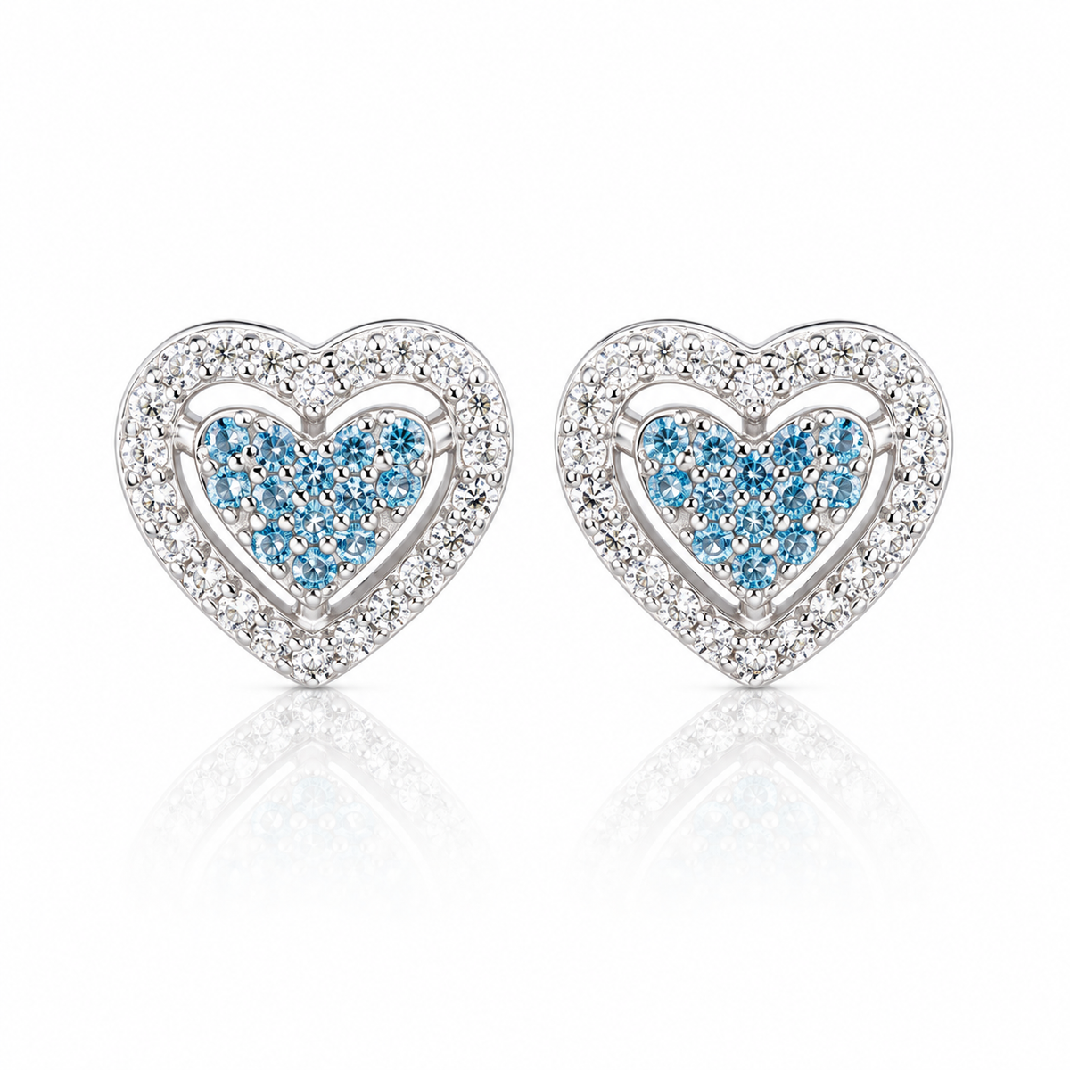cercei dama din argint 925 rodiat cu diamante CZ albe claritate AAAAA si topaz CZ