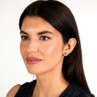 cercei La petite story otel inoxidabil cu diamant cz heart cut purtati la ureche