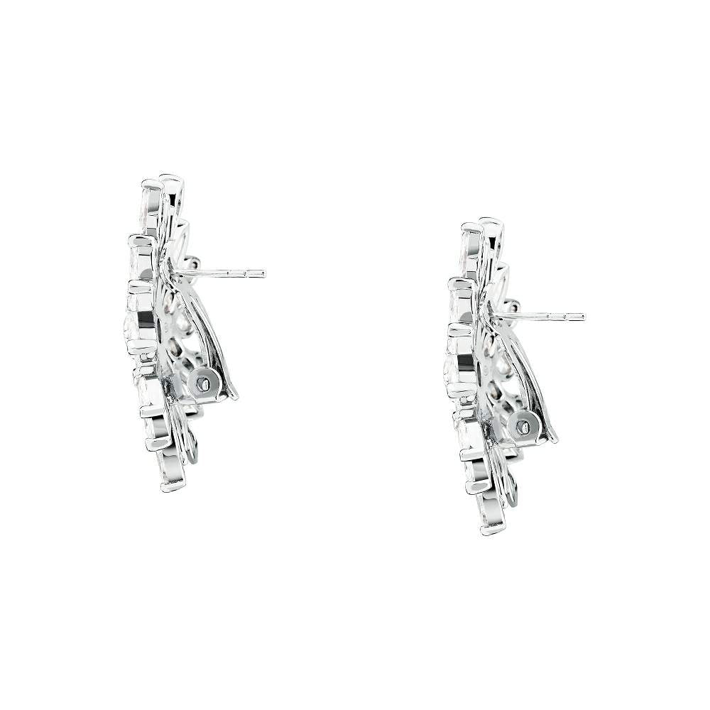 Pereche de cercei de dama Morellato Riflessi din argint 925 sub forma de floare tridimensionala cu pavaj din cristale cz marquise vedere laterala inchidere surub