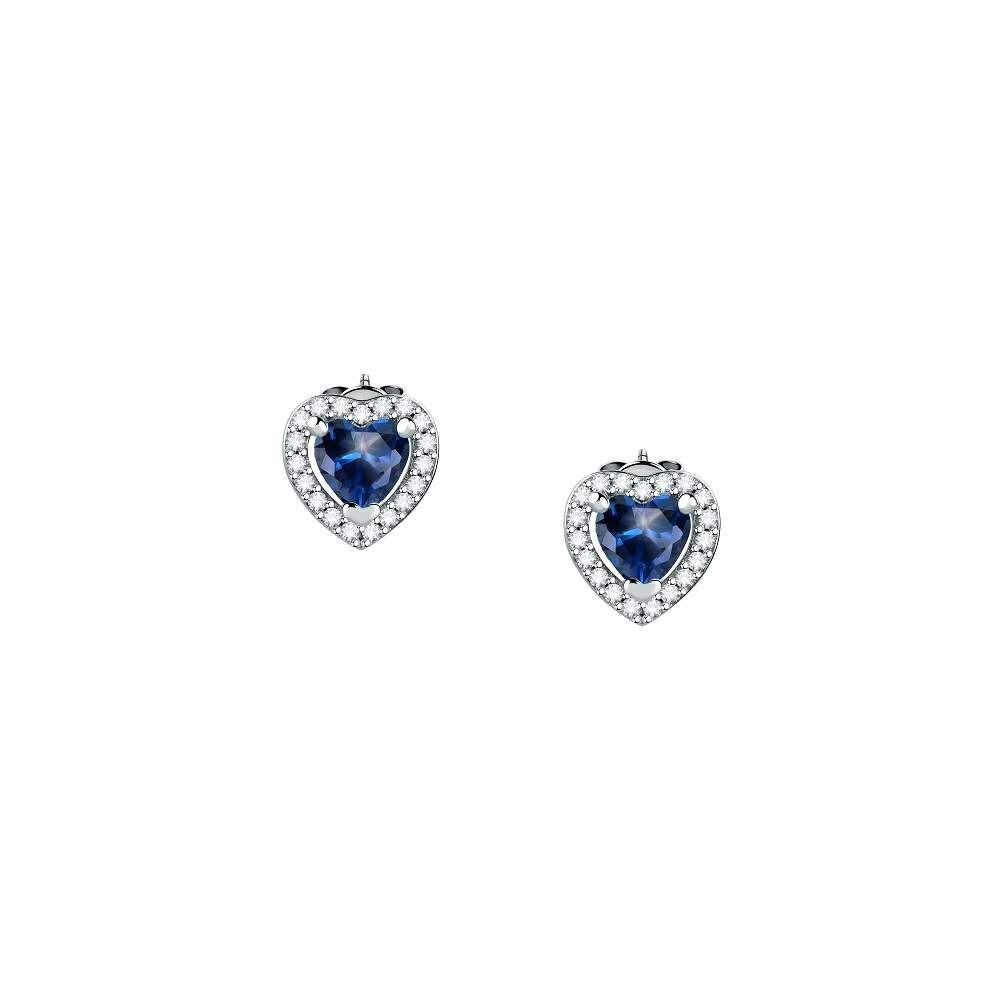 cercei argint morellato cu inima safir si diamante cz