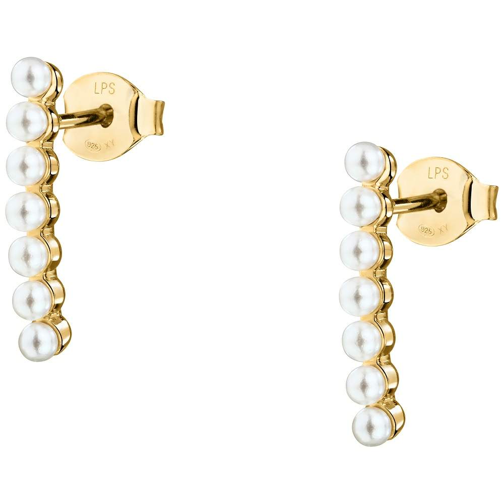 cercei argint 925 rodiat cu perle la petite story colectia emily in paris detaliu