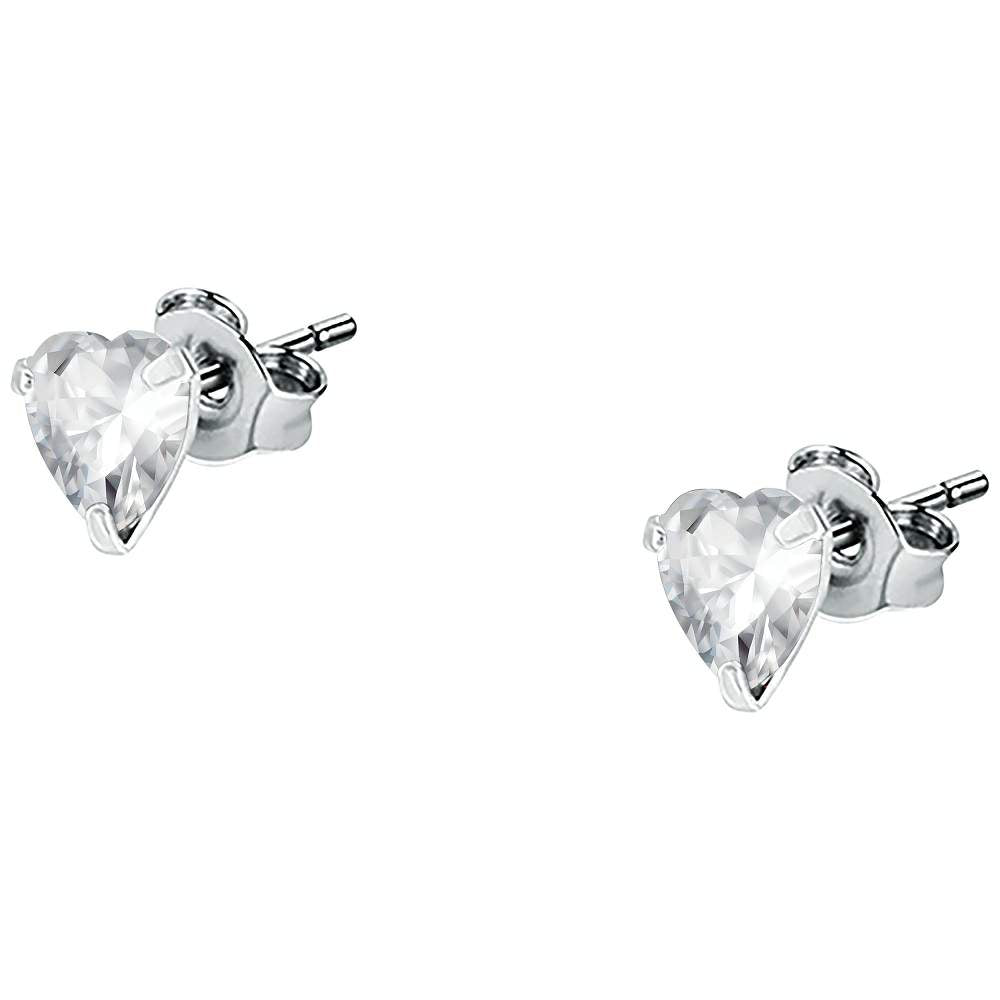 cercei argint punto luce in forma de inima cu diamante cz