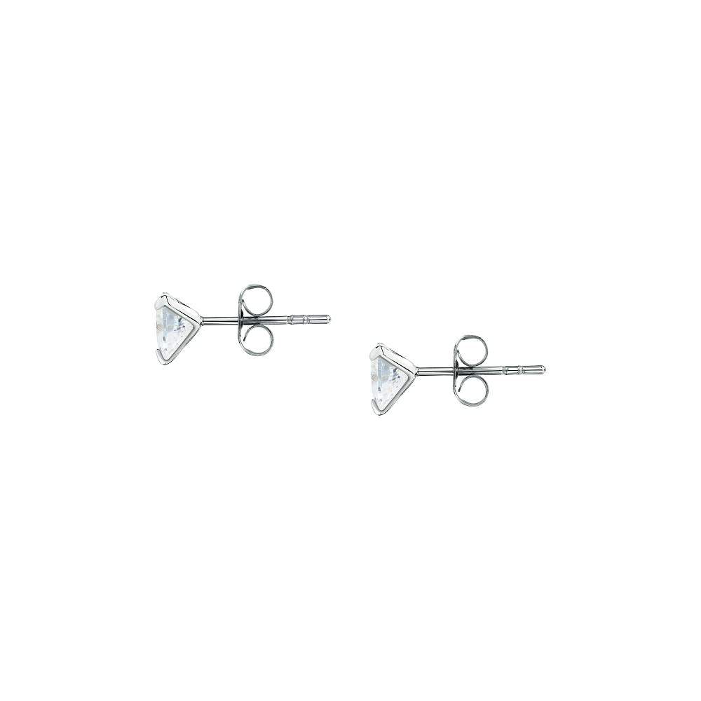 cercei argint punto luce in forma de inima cu diamante cz vedere laterala