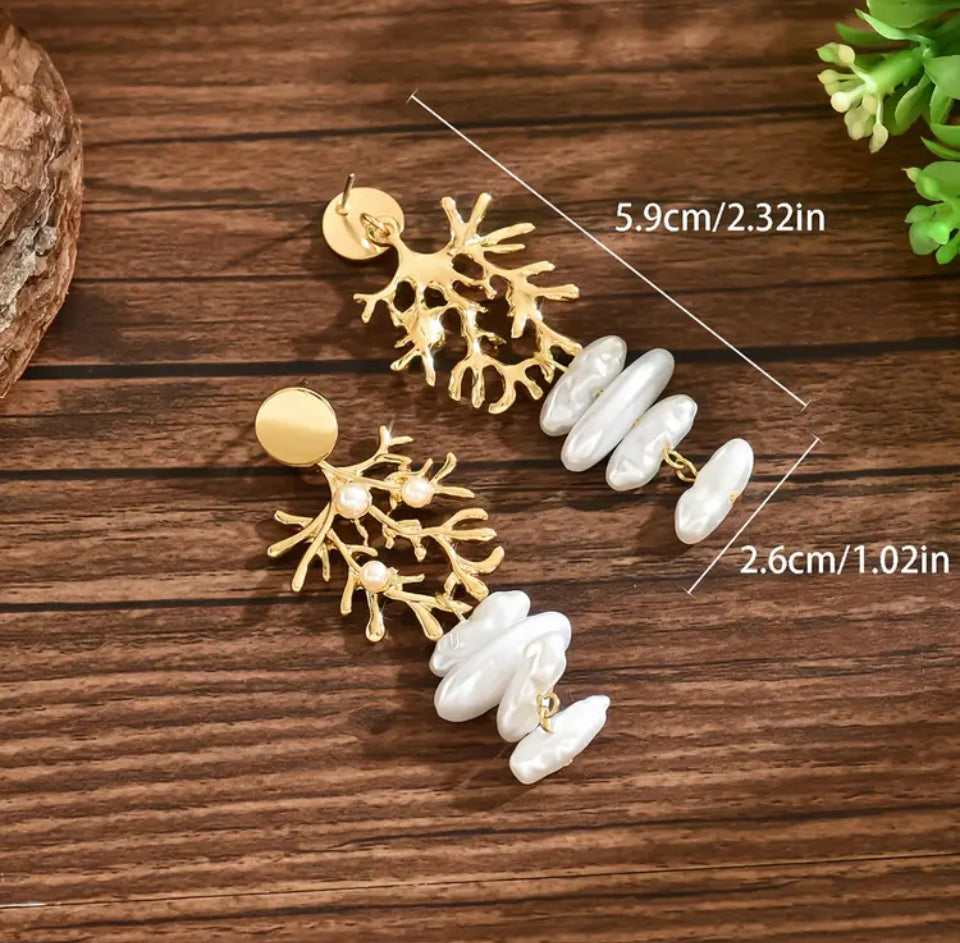 Cercei Aurii "Golden Coral" cu Perle Cercei Lasardo Gioielli