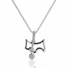 Colier din argint 925 rodiat in forma de silueta stilizata de catelus cu diamante CZ albe clasa AAAAA.