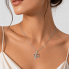 Colier din argint 925 rodiat in forma de silueta stilizata de catelus cu diamante CZ albe clasa AAAAA, la gat