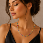 Colier Dama Argint 925 Rodiat Auriu cu Ametist, Peridot, Spinel și Topaz Colier Lasardo Gioielli