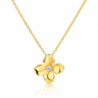Colier dama din argint 925 rodiat auriu cu pandantiv floare si diamant CZ alb claritate AAAAA 0.3 ct