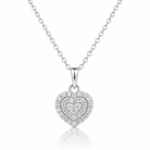 Colier dama argint 925 rodiat cu inimi concentrice si diamante CZ albe claritate AAAAA montate micropave
