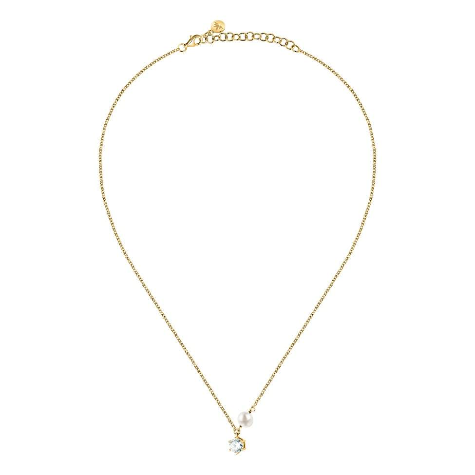 colier dama morellato argint rodiat auriu cu perla si diamant cz
