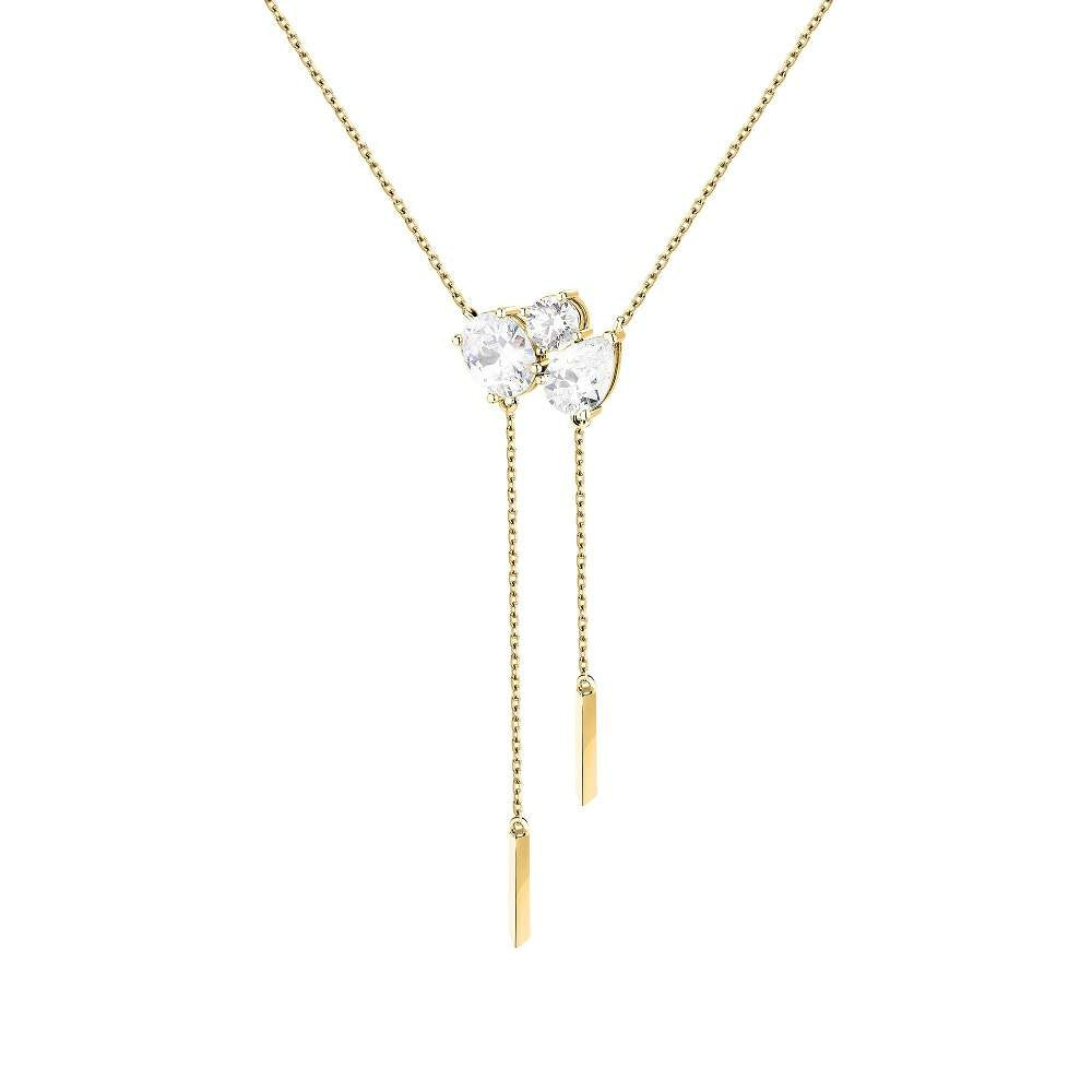 Colier Morellato Riflessi din argint 925 auriu cu 3 diamante CZ albe claritate AAAAA