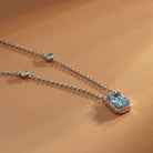 colier din argint 925 rodiat brand morellato cu pandantiv acvamarin si halo de diamante cz poza instagram