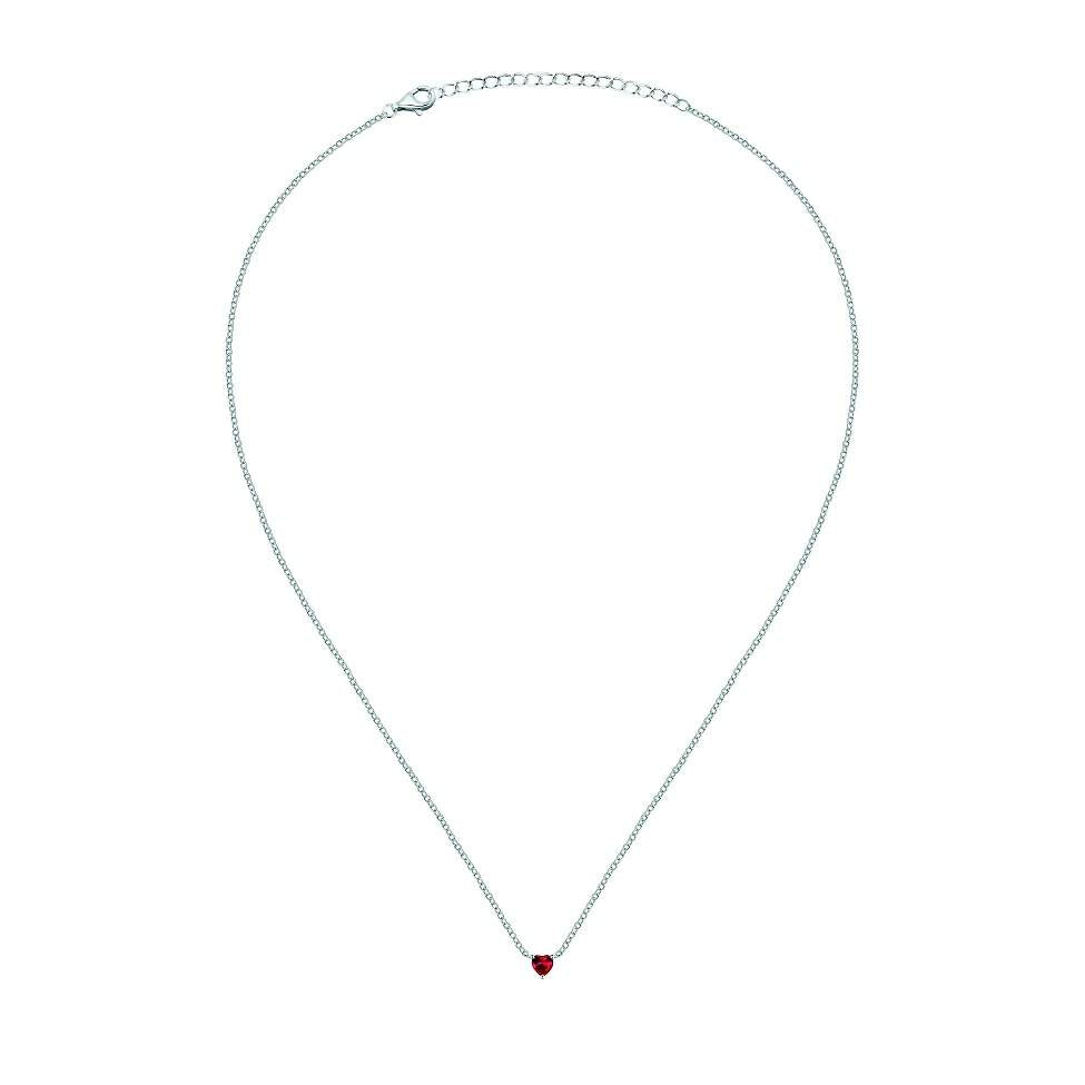 colier din argint 925 rodiat cu inima rosie rubin cz brand La petite story imagine de ansamblu