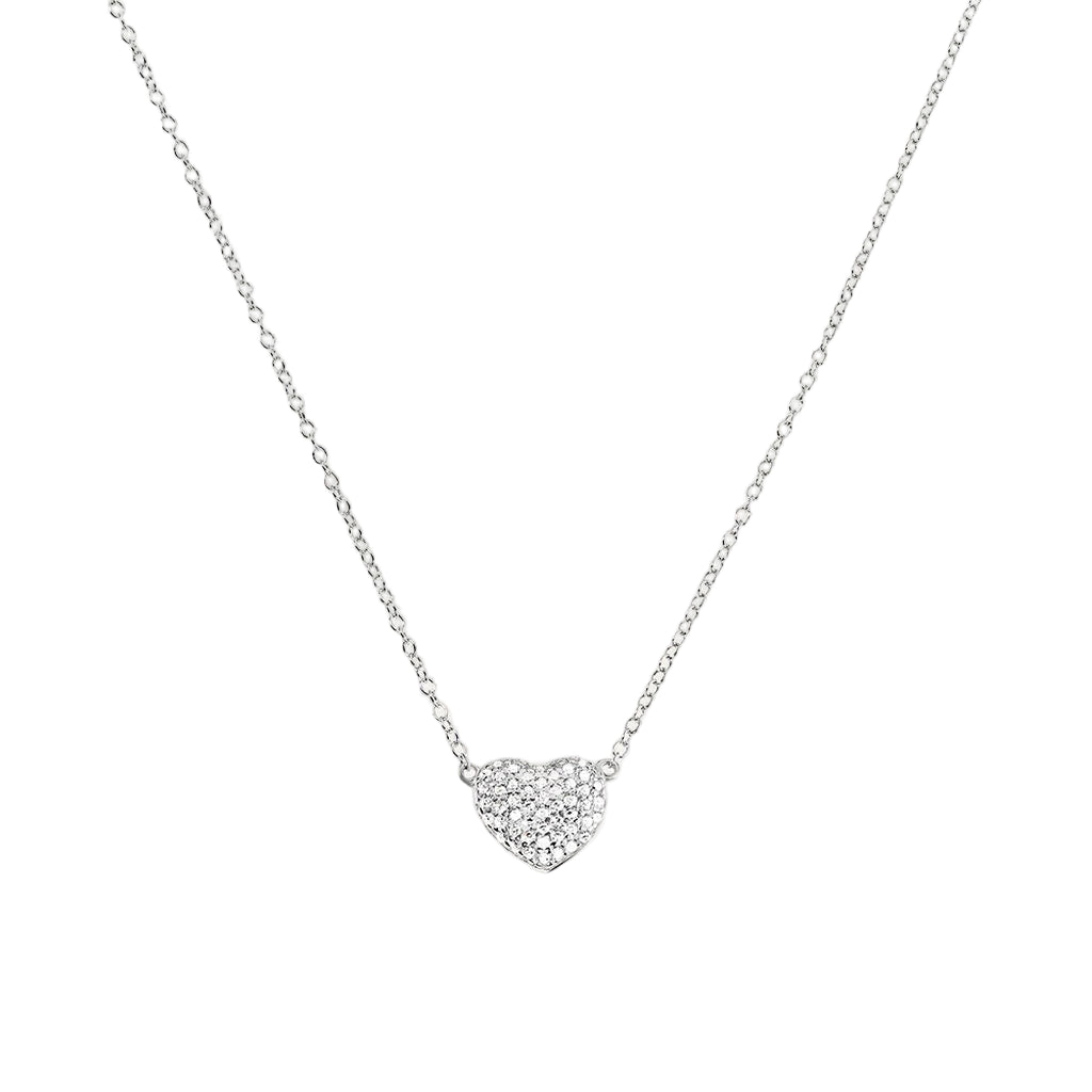 colier din argint 925 rodiat cu inima in diamante cz albe montate pave