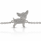 Bratara fina din argint 925 rodiat cu pandantiv in forma de catelus batut in diamante CZ micropave, colectia Lasardo Gioielli, detaliu